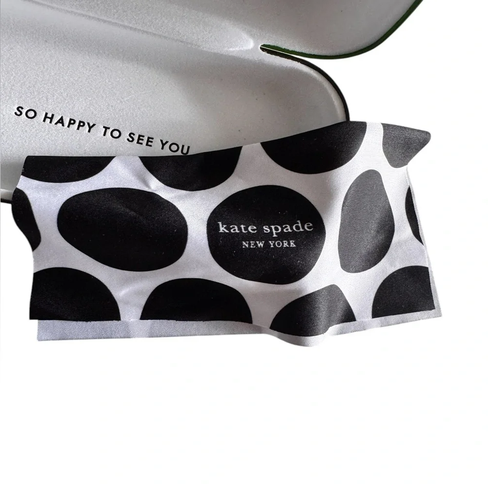 Kate Spade Hard Shell Green Eyeglass Case with Cleaning Cloth